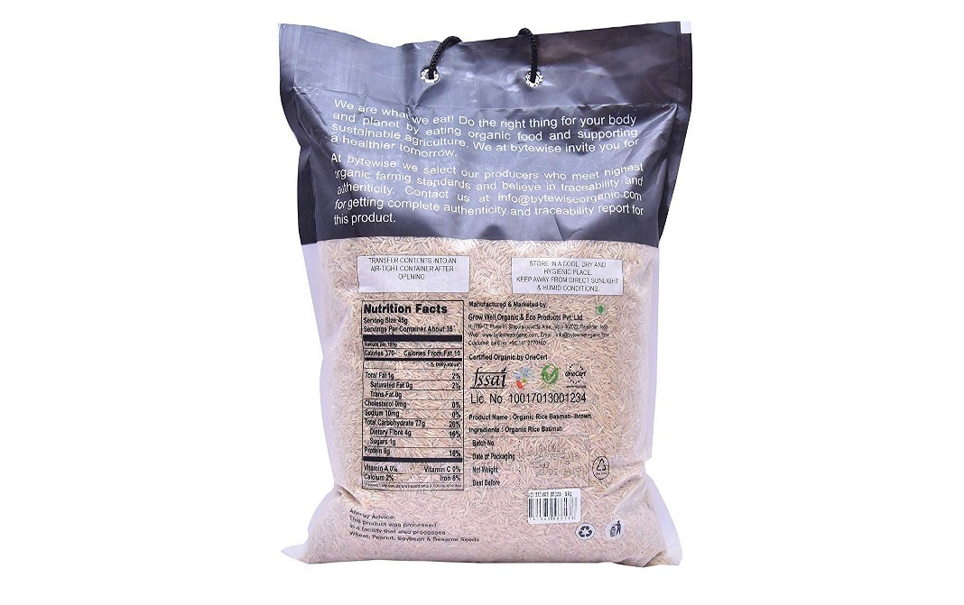 Bytewise Organic Rice Basmati Brown    Pack  5 kilogram